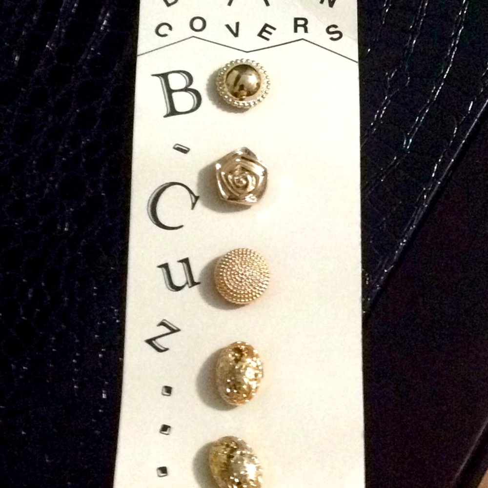 Vtg 5 button covers by B-Cuz.  Classic gold.  USA